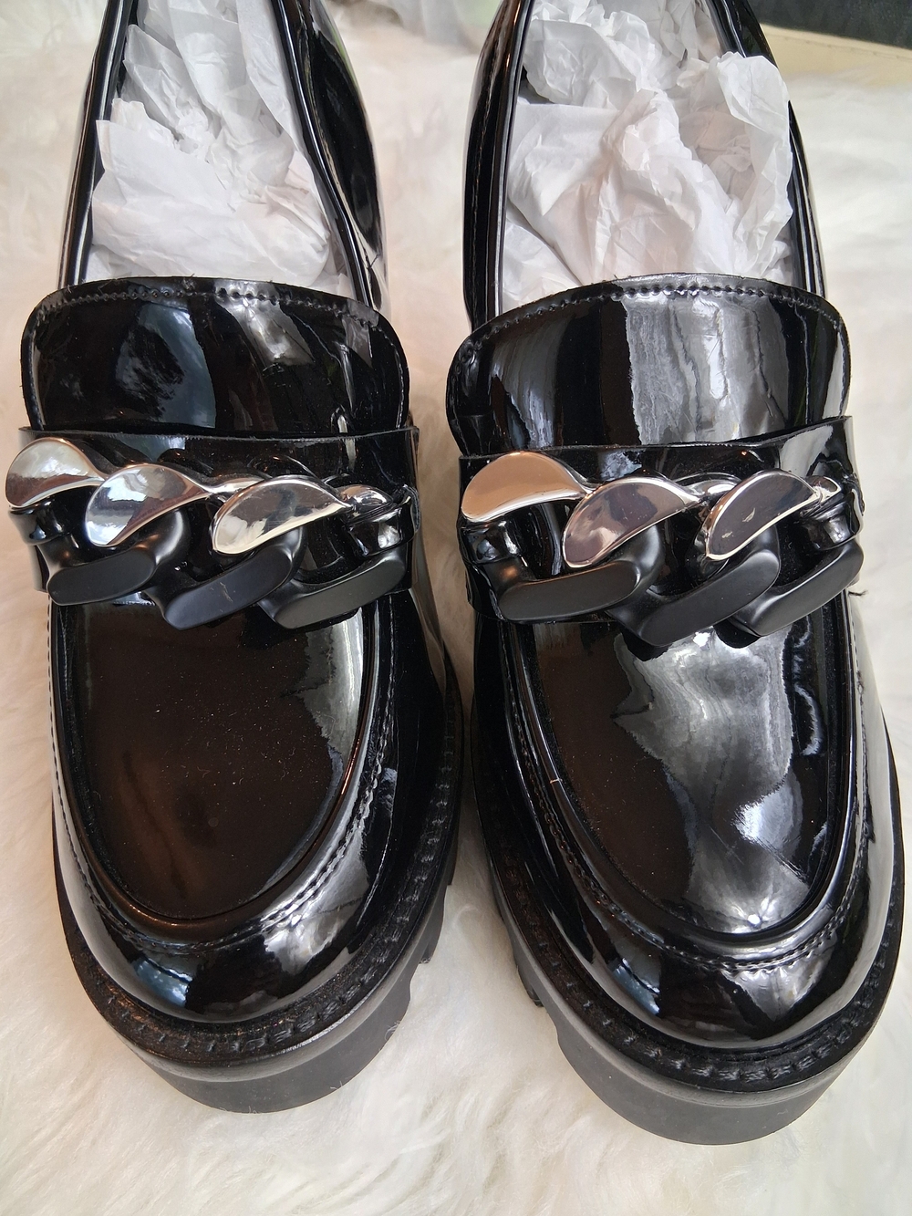 Antonio Melani Black Chain Platform Heels US 9.5 Like New